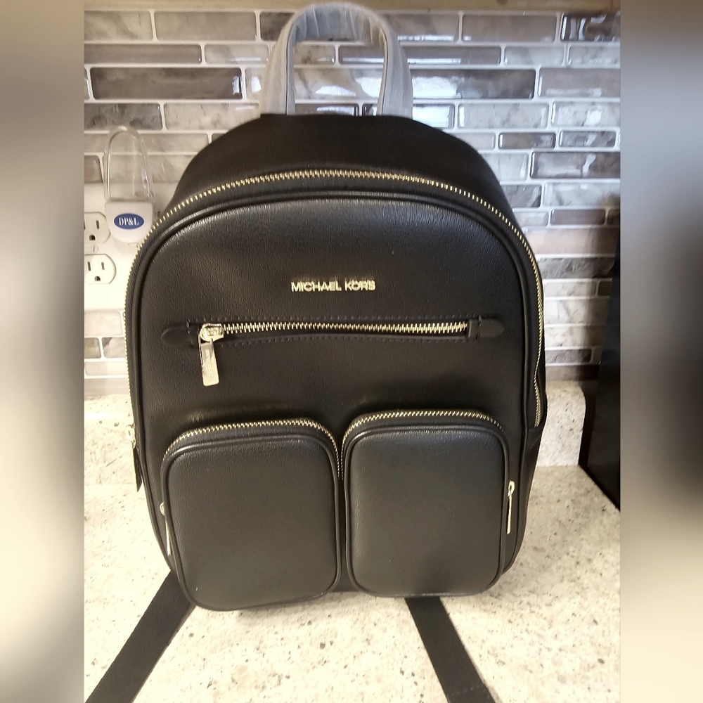 Michael Kors 35T4GTTB2L Jet Set Medium Pocket Function  Backpack Black Backpack